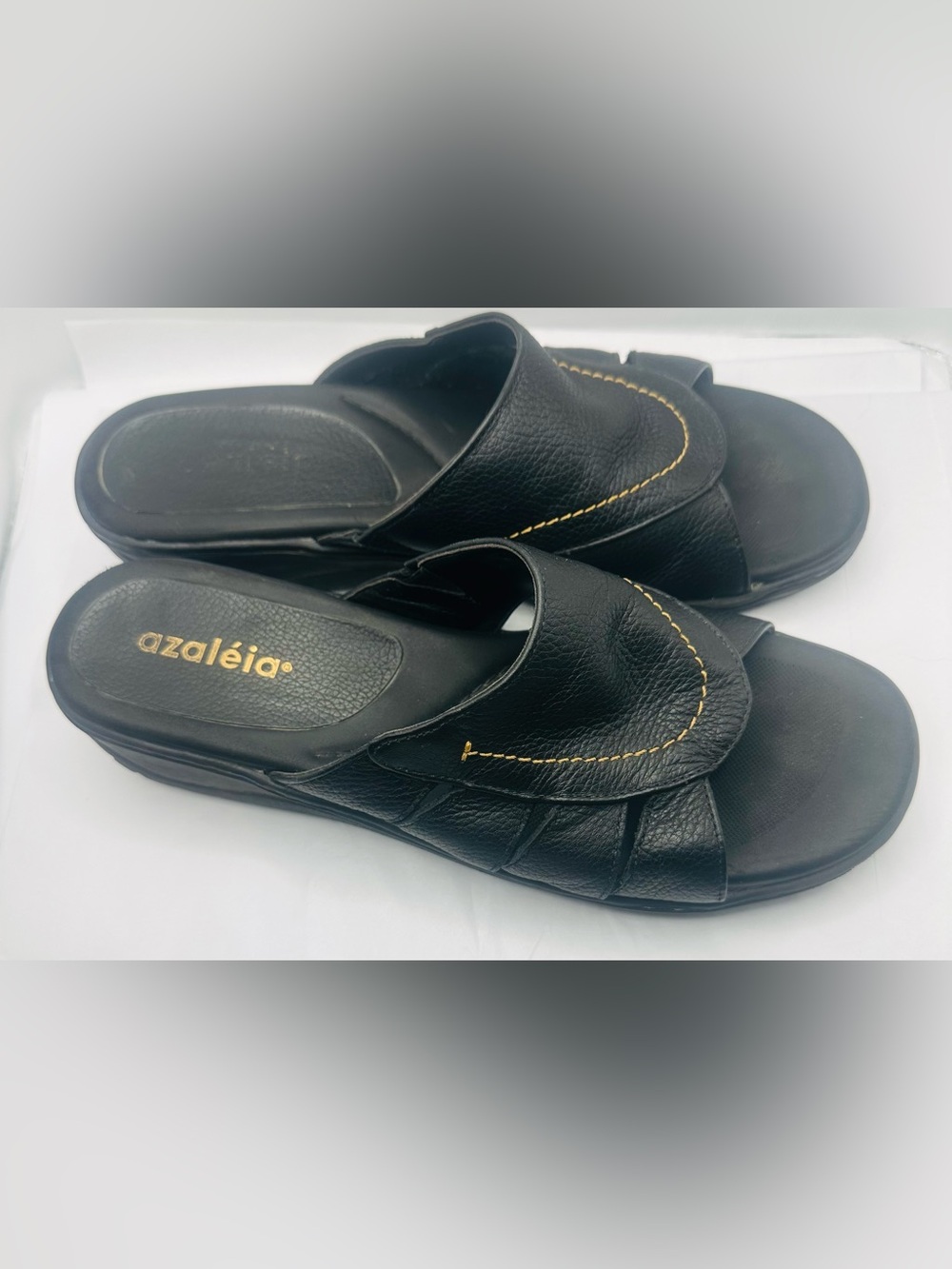 AZALEIA Black Leather Sandals Made in Brazil Size 9.5